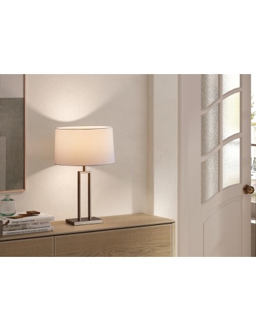 MDC Lampa stołowa OMEGA chrom matowy 1xE27 abażur biały w komplecie 589423504 - product 2
