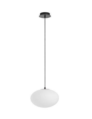 MDC Lampa wisząca PRESS czarny 1xE27 Ø28cm szkło mleczne 589559101