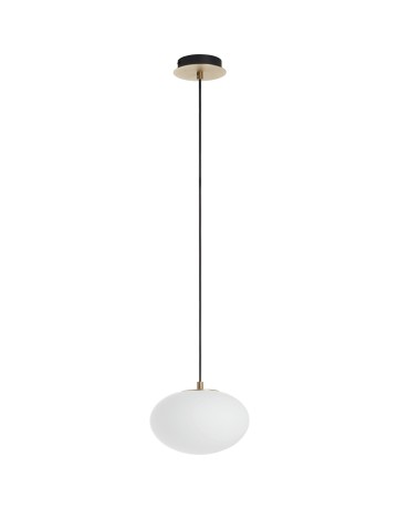 MDC Lampa wisząca PRESS mosiądz mat 1xE27 Ø22cm szkło mleczne 589536101