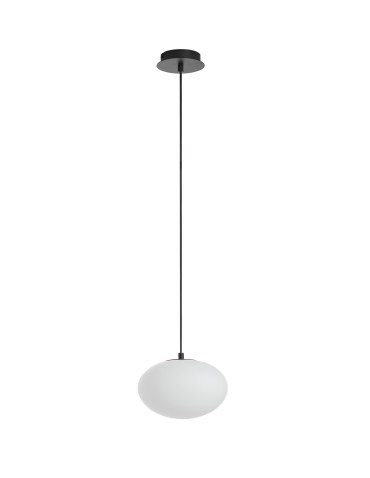MDC Lampa wisząca PRESS czarny 1xE27 Ø22cm szkło mleczne 589539101