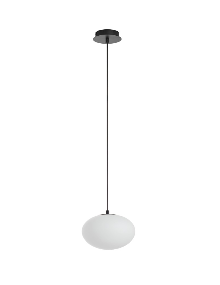MDC Lampa wisząca PRESS czarny 1xE27 Ø22cm szkło mleczne 589539101