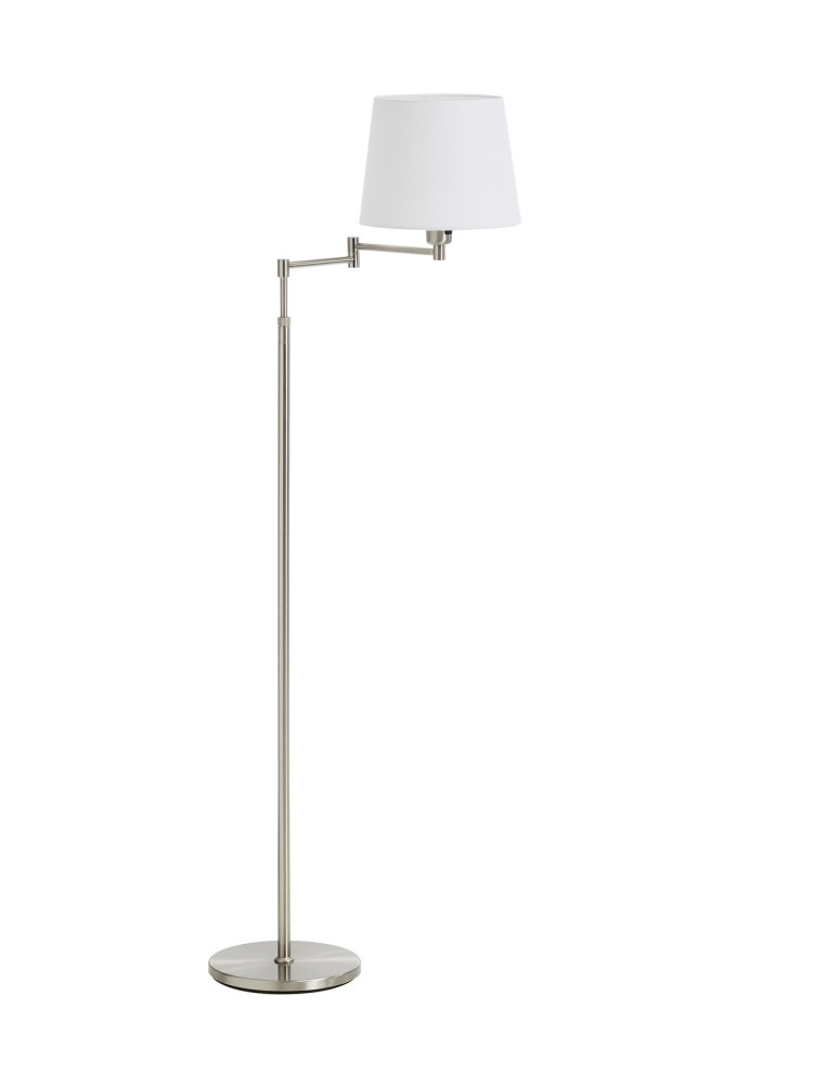 MDC Lampa podłogowa MAGMA S chrom matowy 1xE27 regulowana, abażur biały w komplecie 575403560