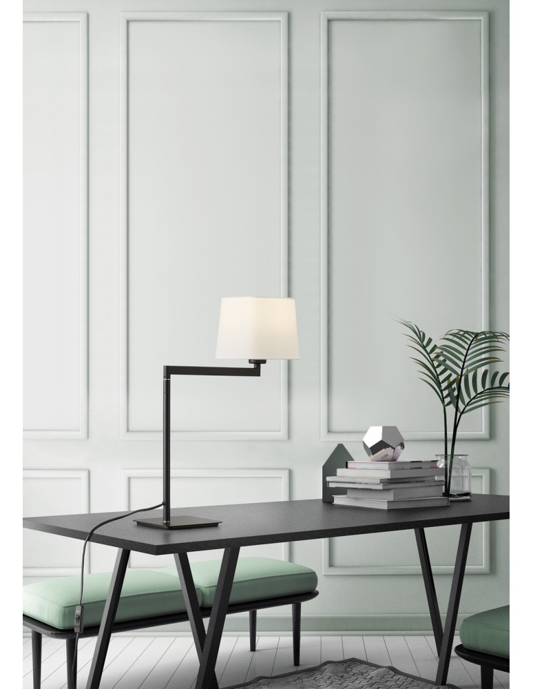 MDC Lampa stołowa FINESS S czarny mat 1xE27 regulowana, abażur biały w komplecie 575819160