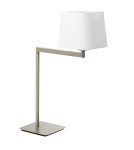 MDC Lampa stołowa FINESS S nikiel mat 1xE27 regulowana, abażur biały w komplecie 575819760