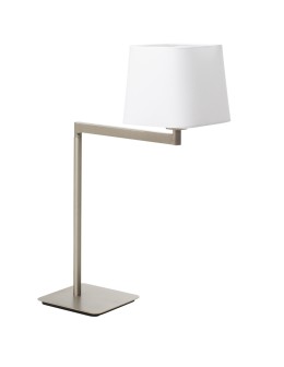 MDC Lampa stołowa FINESS S nikiel mat 1xE27 regulowana, abażur biały w komplecie 575819760