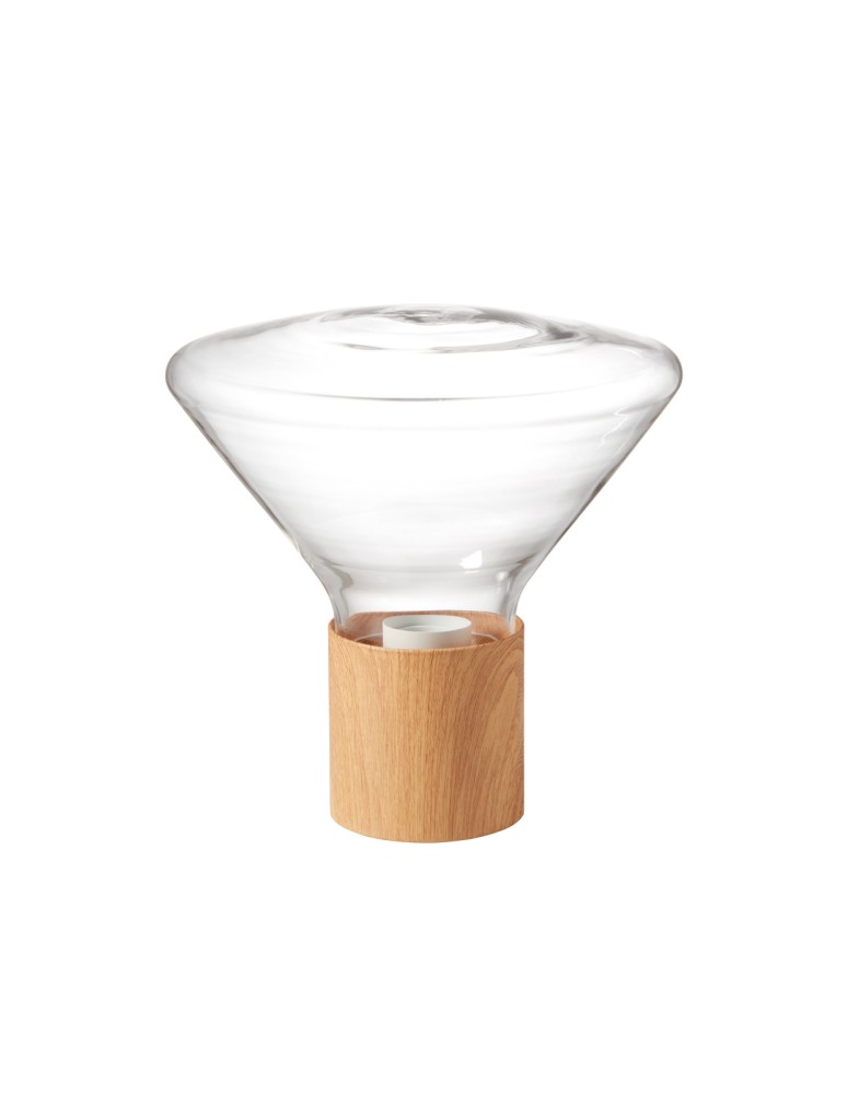 MDC Lampa stołowa DELTA drewniany naturalny 1xE27 szkło transparentne 580695501