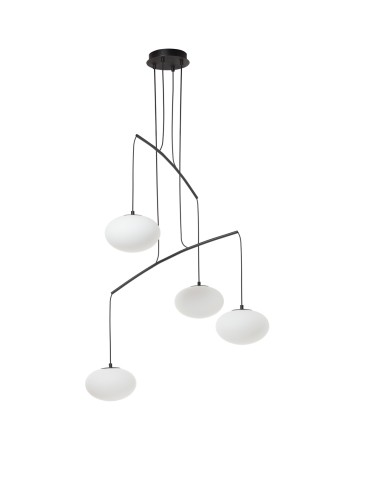MDC Lampa wisząca PRESS czarny mat 4xE27 szkło mleczne 589549101