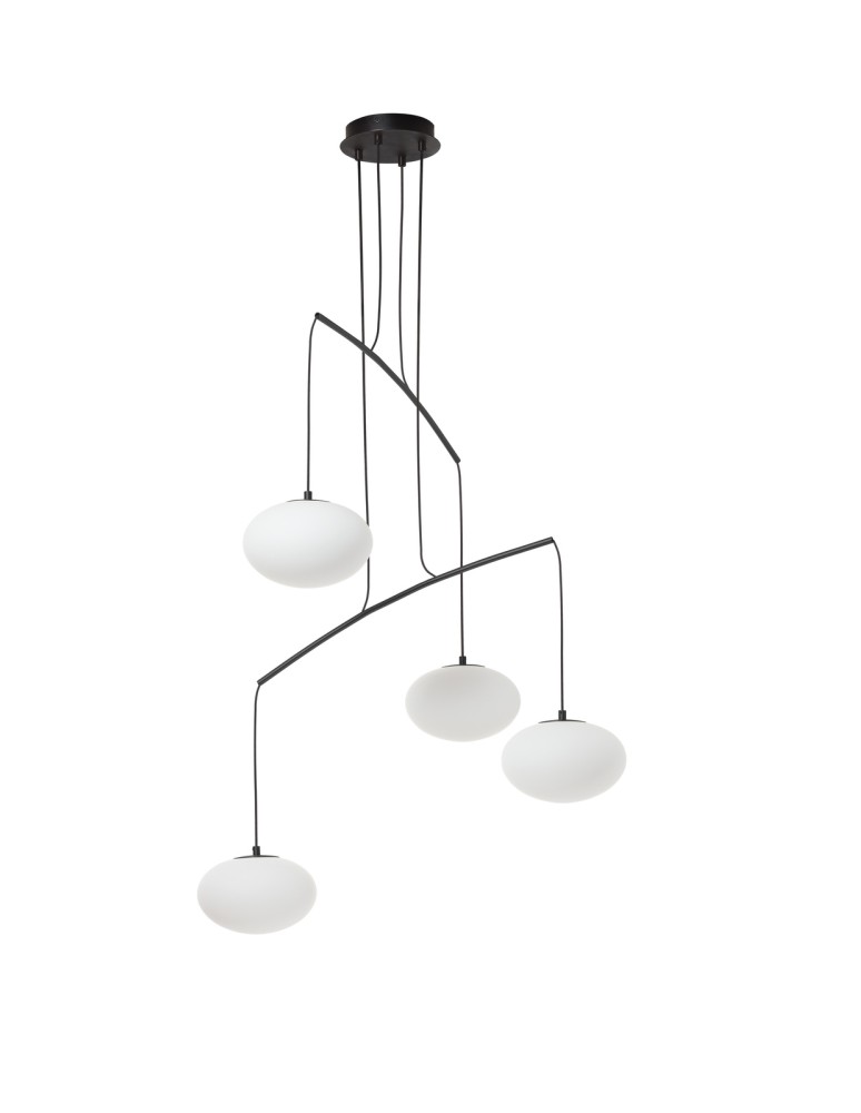 MDC Lampa wisząca PRESS czarny mat 4xE27 szkło mleczne 589549101