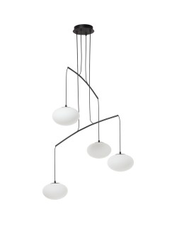 MDC Lampa wisząca PRESS czarny mat 4xE27 szkło mleczne 589549101