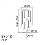 MDC Lampa wisząca JAP czarny mat 6xE27 szkło mleczne 589489101
