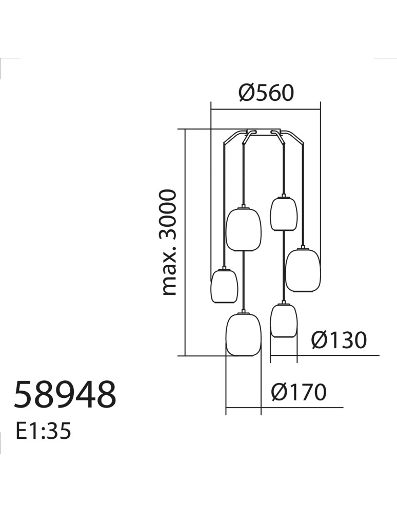 MDC Lampa wisząca JAP czarny mat 6xE27 szkło mleczne 589489101