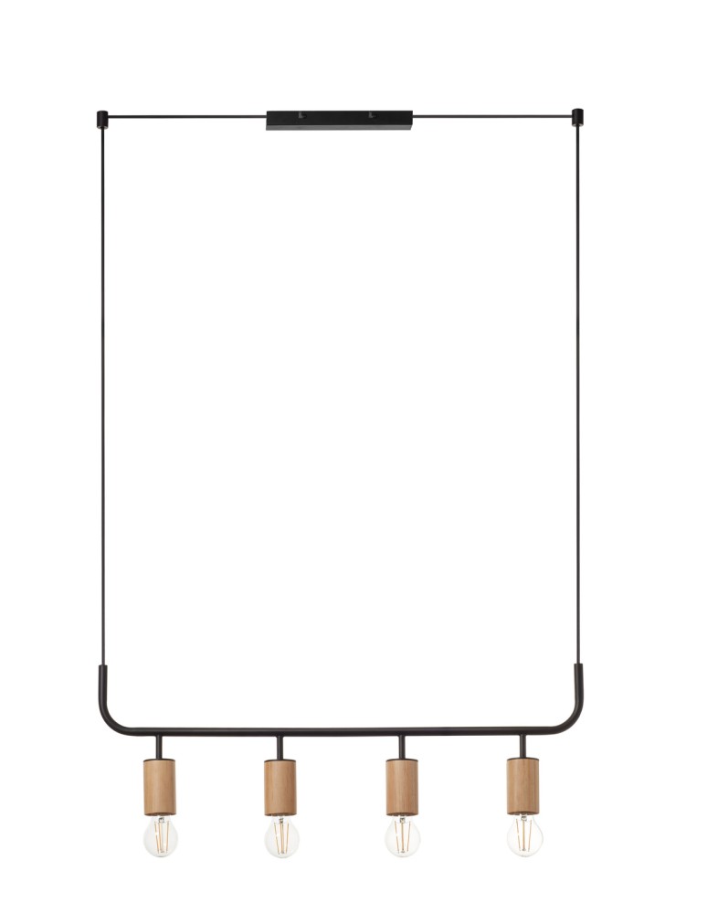 MDC Lampa wisząca KOPA czarny mat, drewniany naturalny 4xE27 madera natural 450079101