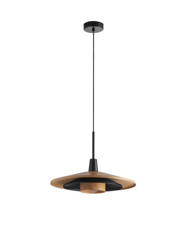 MDC Lampa wisząca LEVEL czarny matowy, naturalny Ø40 1xE27 589309701