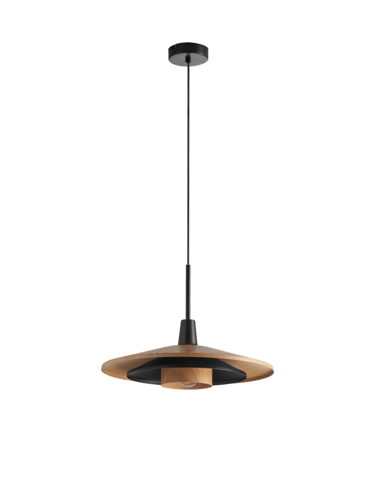 MDC Lampa wisząca LEVEL czarny matowy, naturalny Ø40 1xE27 589309701