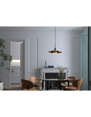 MDC Lampa wisząca LEVEL czarny matowy, naturalny Ø40 1xE27 589309701 - product 2