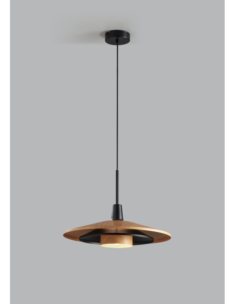 MDC Lampa wisząca LEVEL czarny matowy, naturalny Ø40 1xE27 589309701