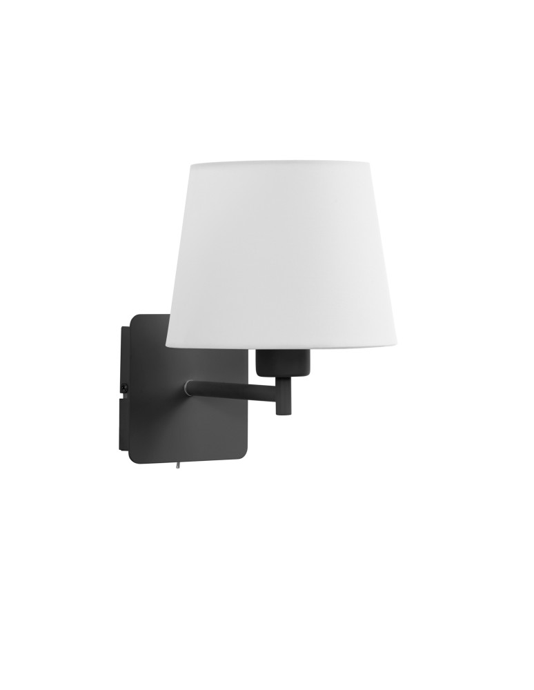 MDC Lampa ścienna MAILAND SINGLE czarny mat 1xE27 abażur biały, z włącznikiem 575599125