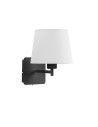 View MDC Lampa ścienna MAILAND SINGLE czarny mat 1xE27 abażur biały, z włącznikiem 575599125