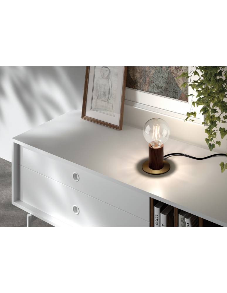 MDC Lampa stołowa KOPA czarny mat, drewniany naturalny 1xE27 450059101