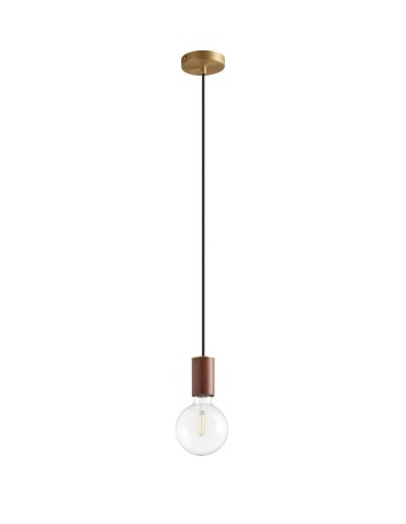 MDC Lampa wisząca KOPA mosiądz mat, orzech 1xE27 450066101