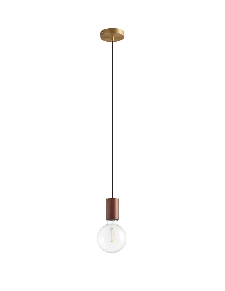 MDC Lampa wisząca KOPA mosiądz mat, orzech 1xE27 450066101