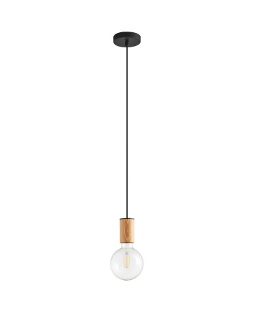 MDC Lampa wisząca KOPA czarny mat, drewniany naturalny 1x E27 450069101