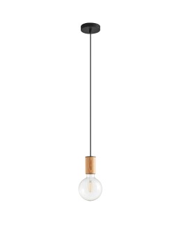 MDC Lampa wisząca KOPA czarny mat, drewniany naturalny 1x E27 450069101