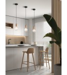 MDC Lampa wisząca KOPA czarny mat, drewniany naturalny 1x E27 450069101