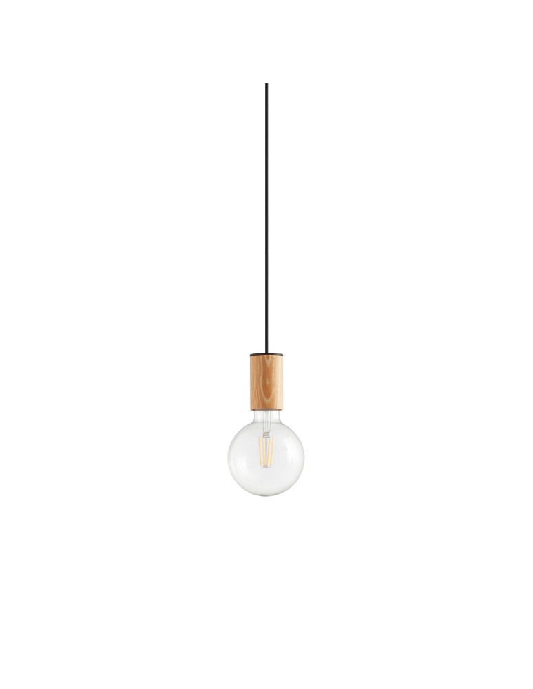 MDC Lampa wisząca KOPA bez podufitki, czarny mat, drewniany naturalny 1xE27 (podsufitka kod 589159100) 450409101