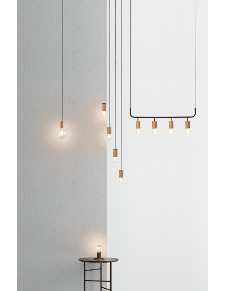 MDC Lampa wisząca KOPA bez podufitki, czarny mat, drewniany naturalny 1xE27 (podsufitka kod 589159100) 450409101