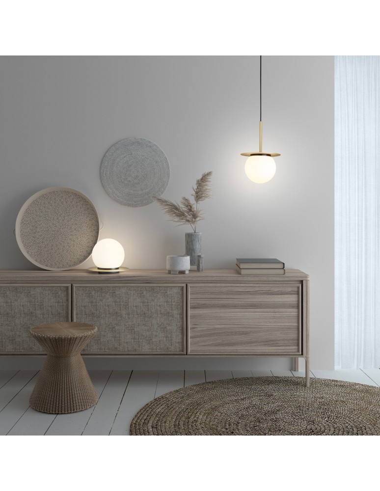 MDC Lampa stołowa FLOC mosiądz mat 1xE27 szkło mleczne 578386101