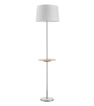 MDC Lampa podłogowa ROMESA chrom matowy, naturalny 1xE27 porty USB A & C abażur biały 578743504