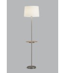 MDC Lampa podłogowa ROMESA chrom matowy, naturalny 1xE27 porty USB A & C abażur biały 578743504