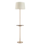 MDC Lampa podłogowa ROMESA mosiądz mat, orzech 1xE27 porty USB A & C abażur kremowy 578746104