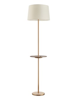 MDC Lampa podłogowa ROMESA mosiądz mat, orzech 1xE27 porty USB A & C abażur kremowy 578746104