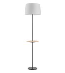 MDC Lampa podłogowa ROMESA czarny mat, naturalny 1xE27 porty USB A & C abażur biały 578749104