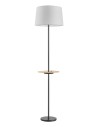 View MDC Lampa podłogowa ROMESA czarny mat, naturalny 1xE27 porty USB A & C abażur biały 578749104