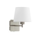MDC Lampa ścienna MAILAND SINGLE chrom matowy 1xE27 abażur biały, z włącznikiem 575593525