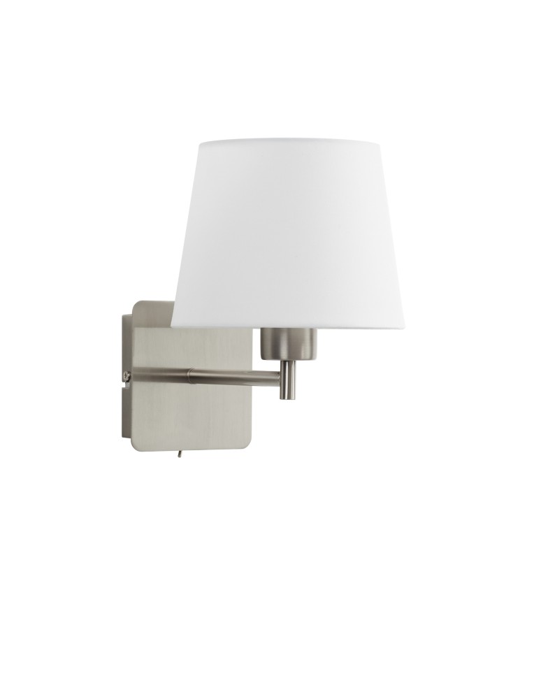 MDC Lampa ścienna MAILAND SINGLE chrom matowy 1xE27 abażur biały, z włącznikiem 575593525