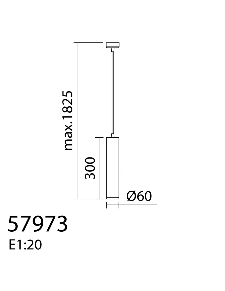 MDC Lampa wisząca GALILEO PND czarny mat 1xGU10 ø60x300mm 579739201