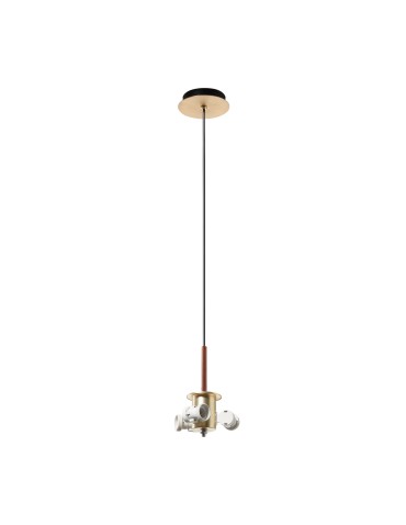 MDC Lampa wisząca JULIETTE W mosiądz mat, orzech 3xE27 (abażur zamawiany osobno) 450236101