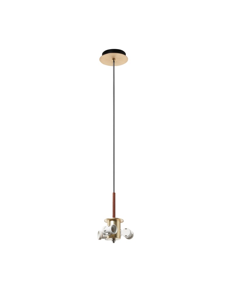 MDC Lampa wisząca JULIETTE W mosiądz mat, orzech 3xE27 (abażur zamawiany osobno) 450236101