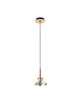 MDC Lampa wisząca JULIETTE W mosiądz mat, orzech 3xE27 (abażur zamawiany osobno) 450236101
