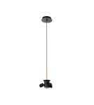 MDC Lampa wisząca JULIETTE W czarny mat, drewniany naturalny 3xE27 (abażur zamawiany osobno) 450239101