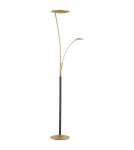 MDC Lampa podłogowa ZENIT WOOD mosiądz mat, orzech LED 30W+10W+7W 3000K ściemnialna 450086102