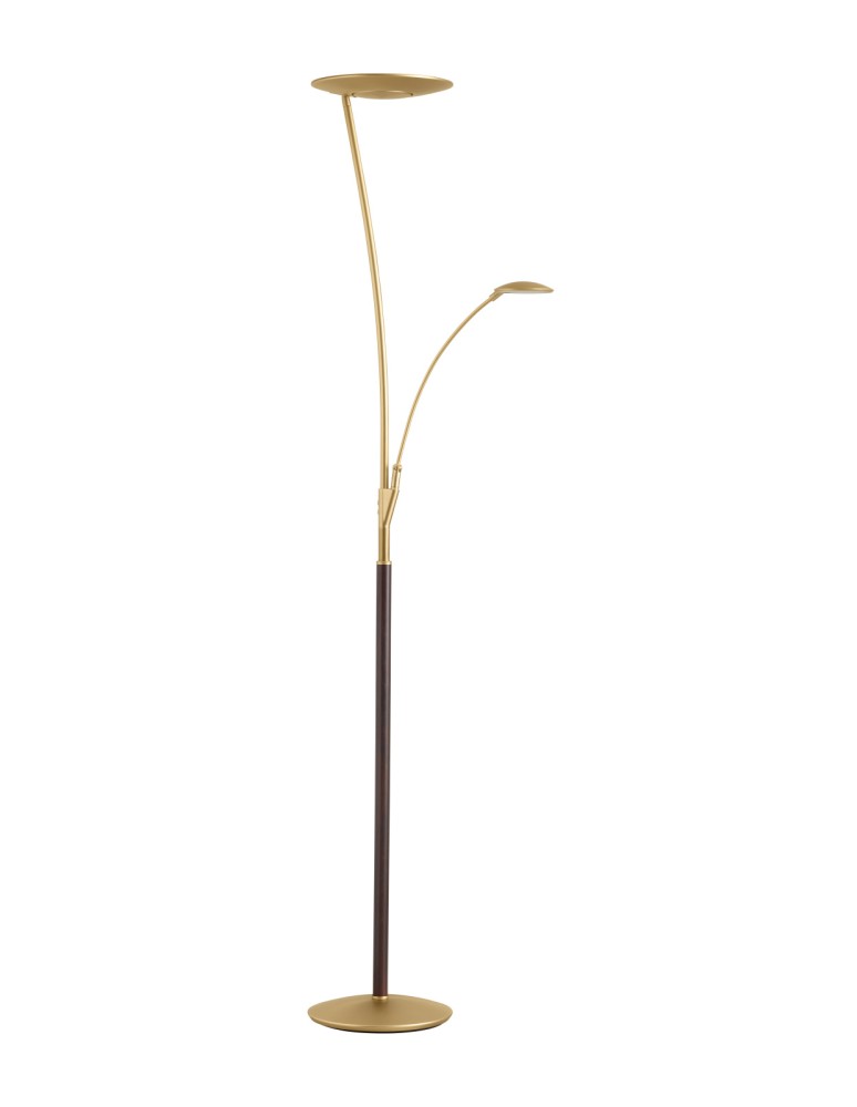 MDC Lampa podłogowa ZENIT WOOD mosiądz mat, orzech LED 30W+10W+7W 3000K ściemnialna 450086102