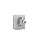 MDC Lampa ścienna ROMEA nikiel mat LED 3W+5W 3000K + USB A, 2x włącznik 577213602