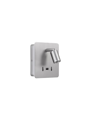 MDC Lampa ścienna ROMEA nikiel mat LED 3W+5W 3000K + USB A, 2x włącznik 577213602