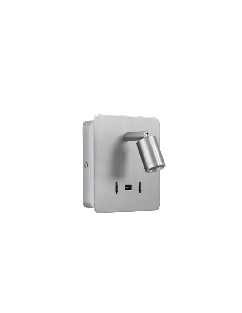MDC Lampa ścienna ROMEA nikiel mat LED 3W+5W 3000K + USB A, 2x włącznik 577213602