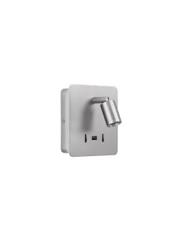 MDC Lampa ścienna ROMEA nikiel mat LED 3W+5W 3000K + USB A, 2x włącznik 577213602